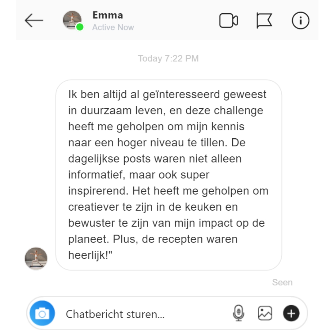 vegan challenge review emma instagram message